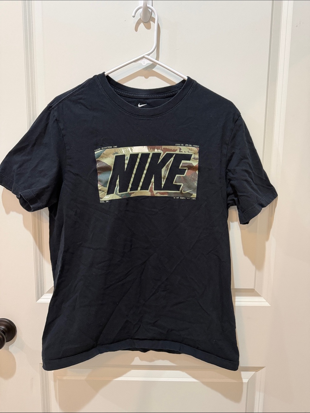 Nike Black Tee with Camo Logo